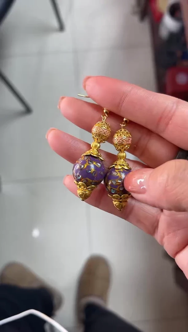 【闪购商品】紫色大漆福建耳钩