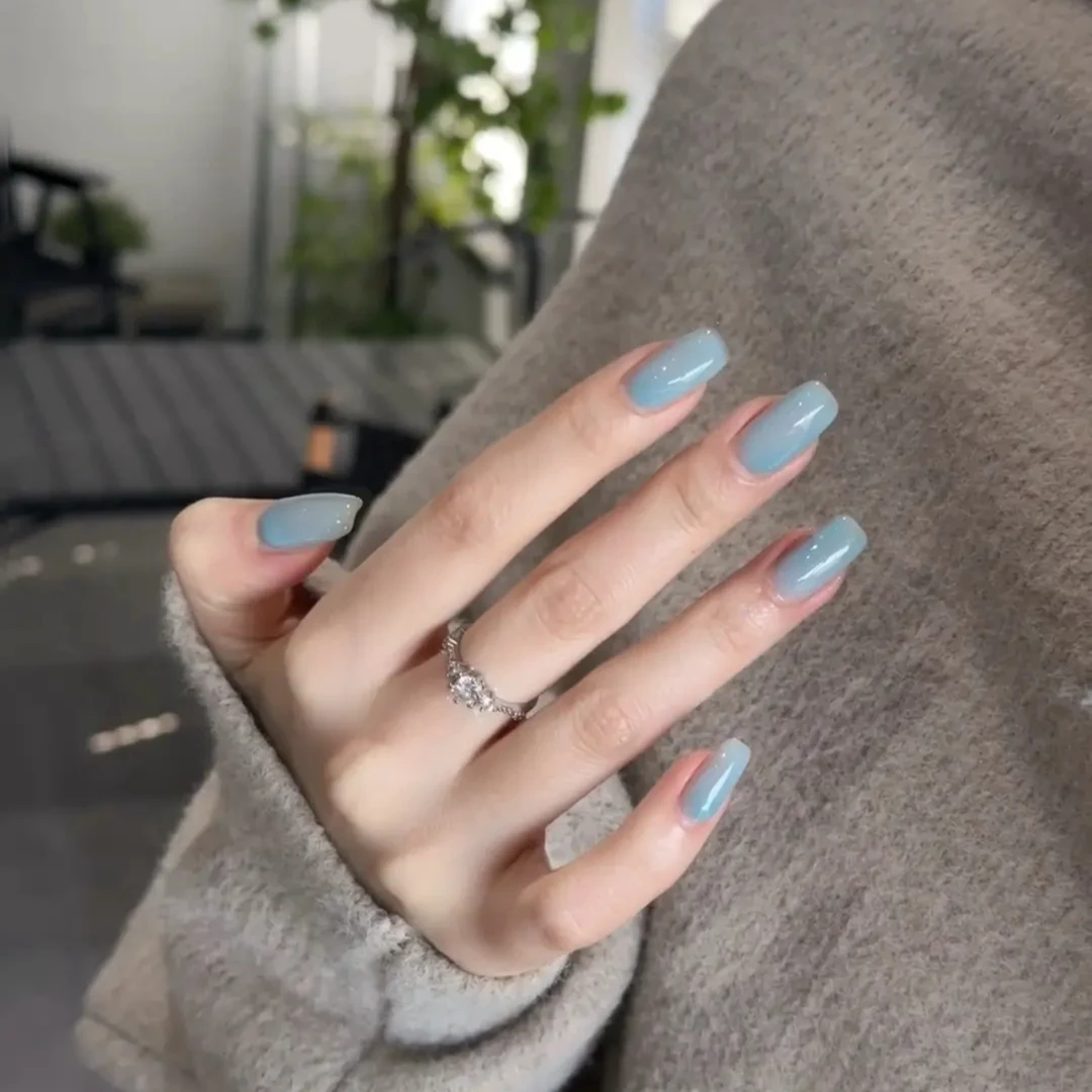 小红书海盐蓝冰高级感甜酷网红爆款学生孕妇新娘手工穿戴美甲贴片