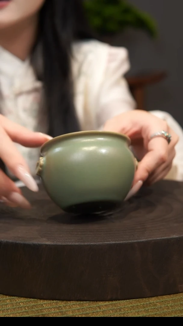 杯子如意缸杯  汝州原产地  原矿老釉  带底款