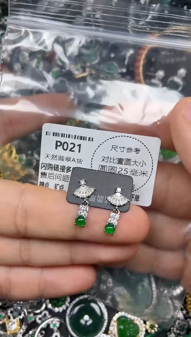 颈饰未镶嵌翡翠P021耳钉