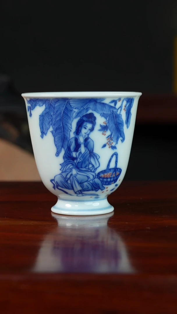 祖传窑真柴窑传承400年西施采樱高足杯