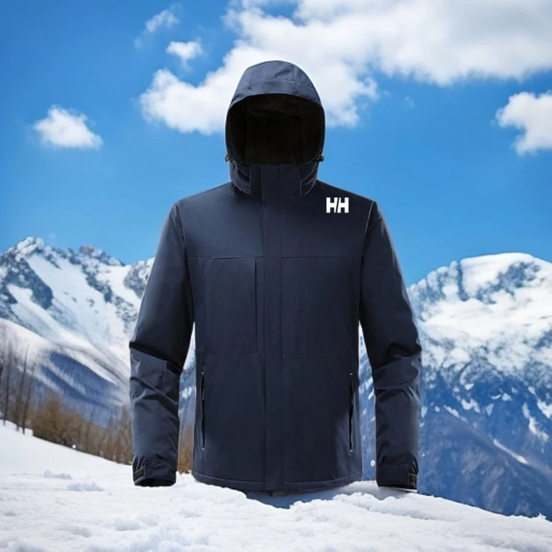 HH海丽三合一新款秋冬男款连帽冲锋衣防风防水保暖户外登山大码