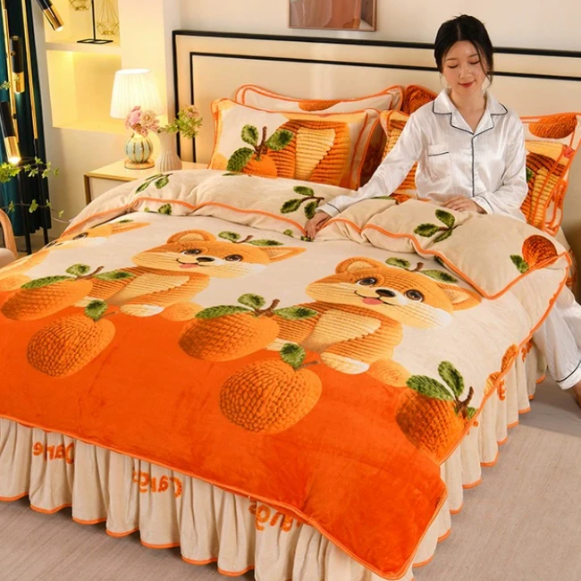 【厂家直发】秋冬季加厚保暖牛奶绒四件套双面绒防静电不缩水不褪色