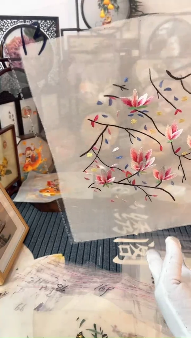 织绣纯手工苏绣双面绣绣布13