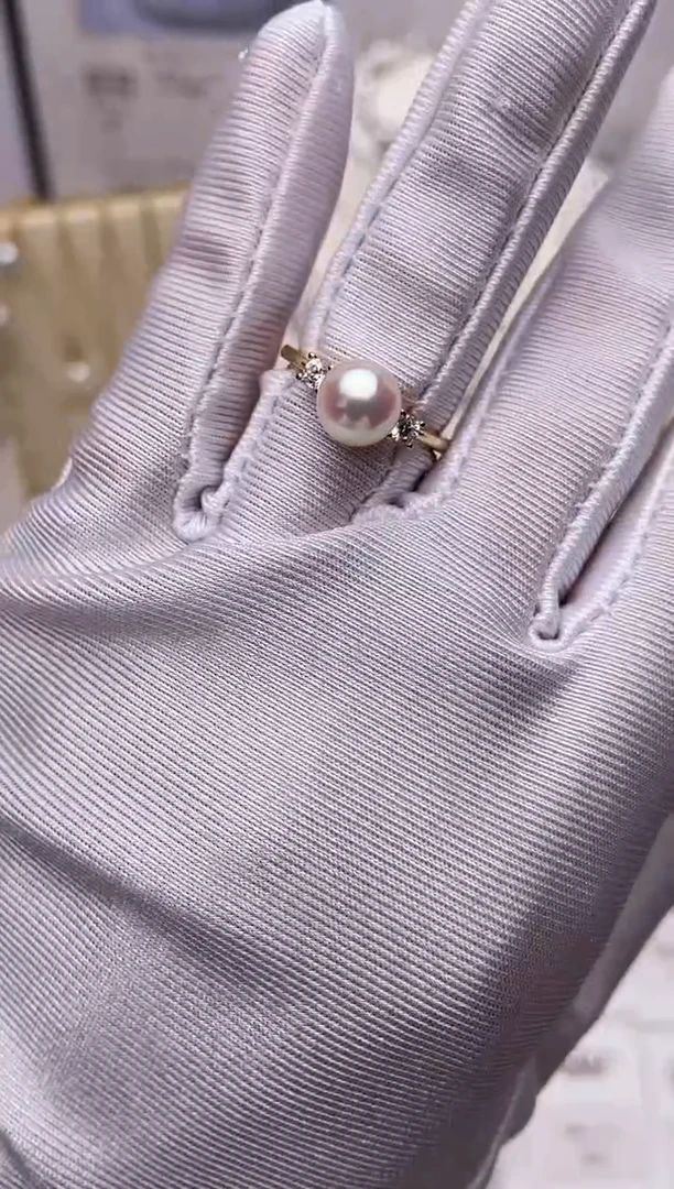 银S925镶嵌戒指海水珍珠福利戒指