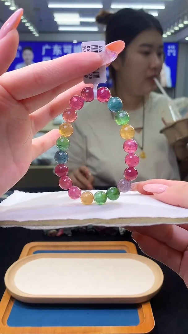 未镶嵌手链碧玺彩虹碧玺单圈9D