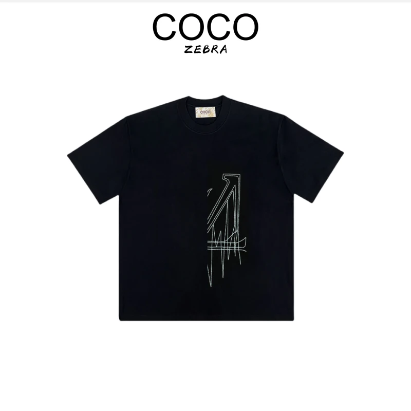 【COCODOVEY】百搭情侣装圆领时尚宽松刺绣2865