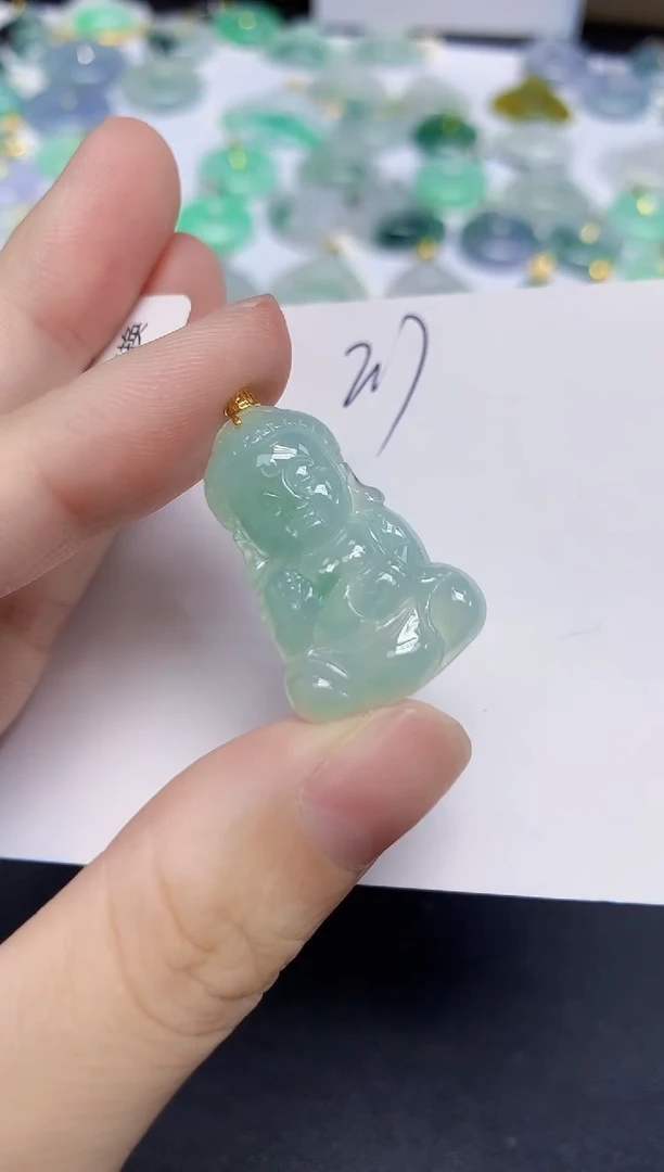 颈饰18K金镶嵌翡翠天然缅甸翡翠A货翡翠百元以上9元证书费自理