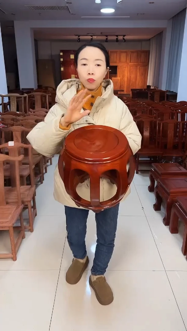 花梨木类家具非洲金花梨小鼓凳33,5