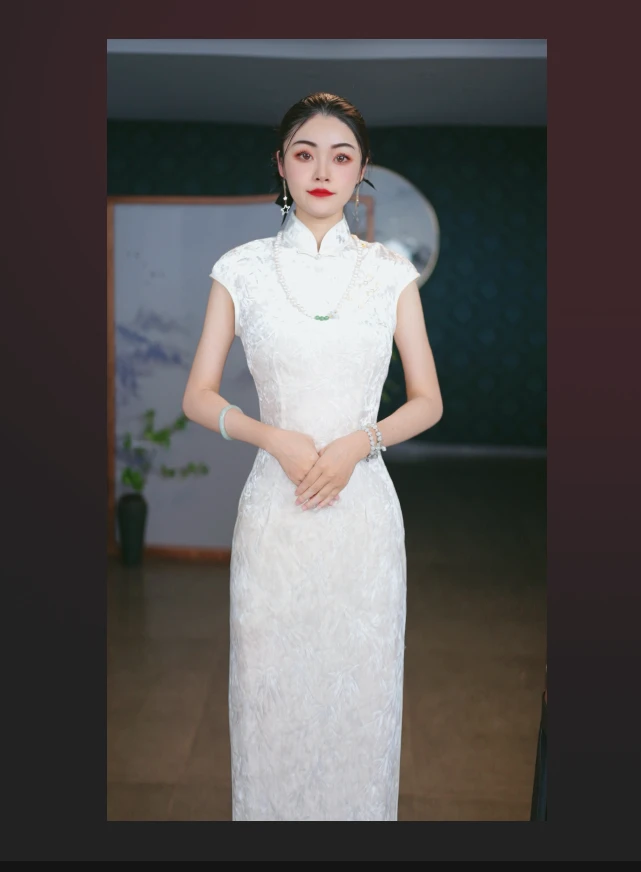 印花日常竹子中国风无袖旗袍提花法式时尚修身