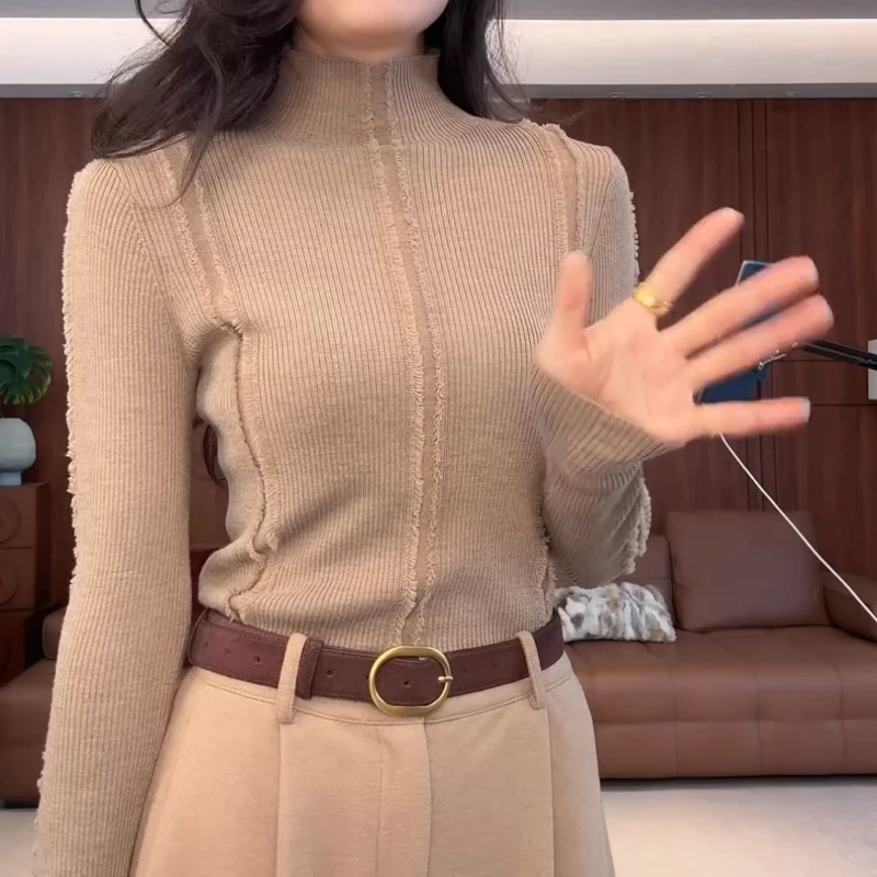 【时髦聚焦】冬季时尚长袖针织休闲半高领领针织衫LK2508716