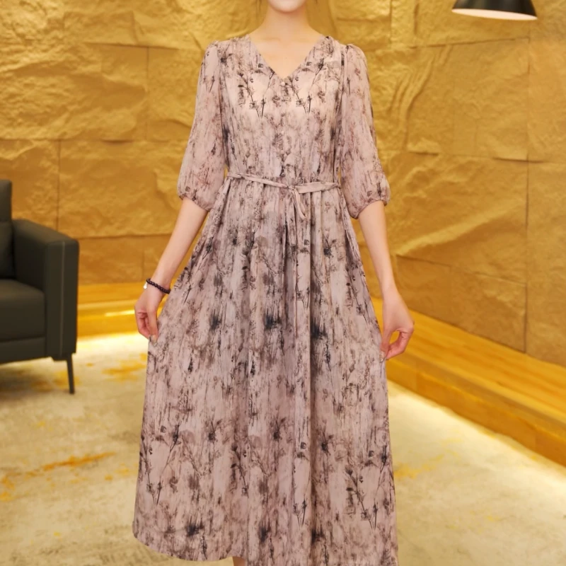 【缪斯女神】2025夏季新款显瘦穿搭优雅气质时尚长裙X9040