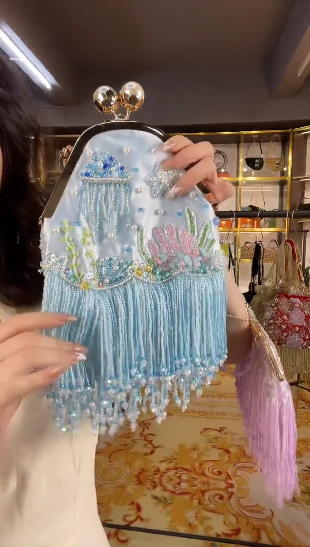 织物织物织物重工串珠手提包直播间女神专拍