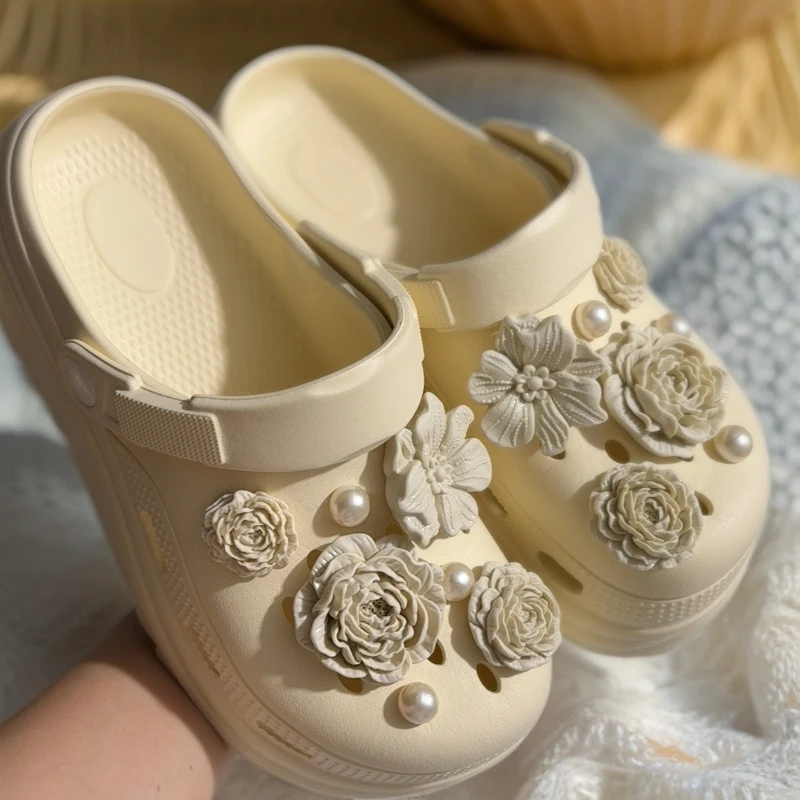 5.5公分 品牌下架款 EVA防滑防臭洞洞鞋一体踩屎感繁花情侣明星