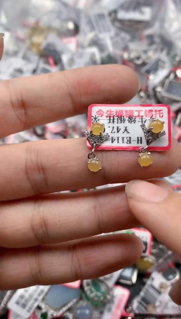 银S925镶嵌戒指翡翠天然A货缅甸翡翠