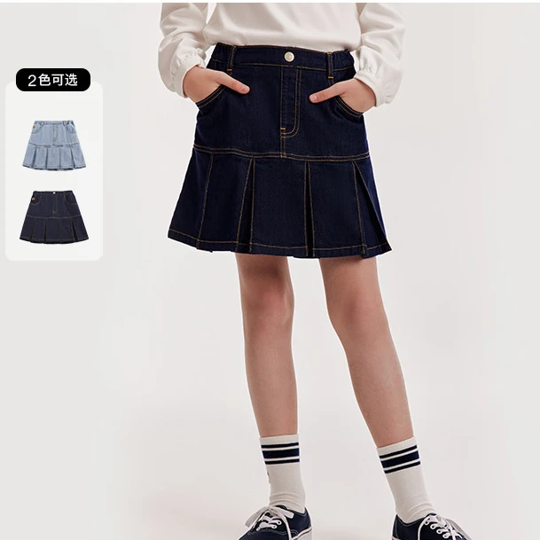 E·LAND KIDS衣恋童装女童半身裙夏季气质休闲牛仔短裙EKWJE2622O