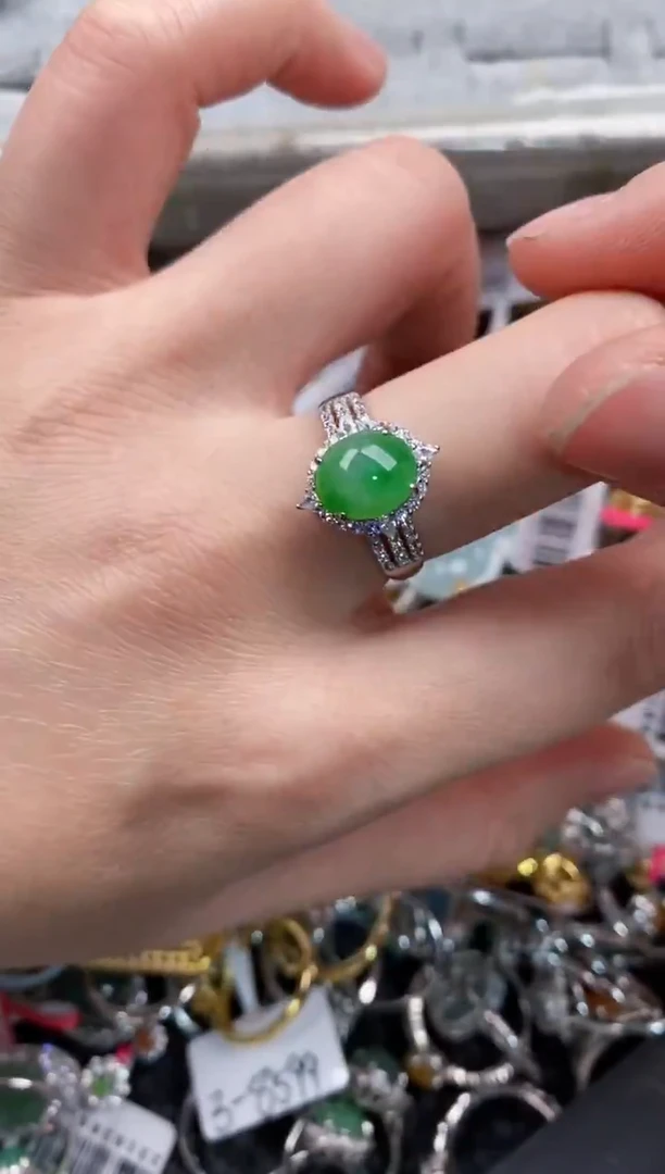 银S925镶嵌戒指翡翠11-11     7