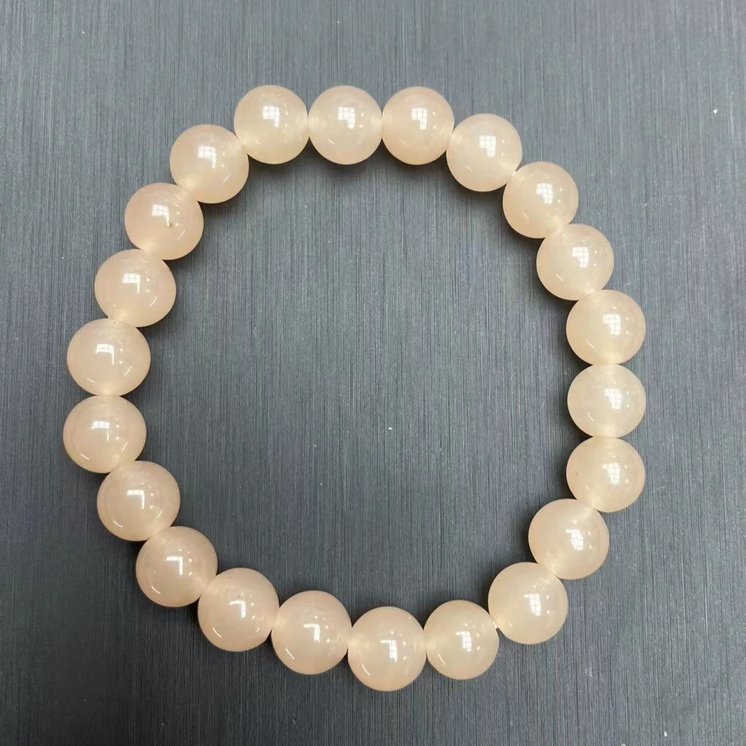 推荐高性价比冰藕粉色女款手链时尚手串8-10mm手串戈壁玉