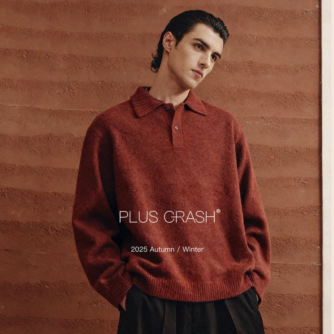 PLUS CRASH朦胧纱糯叽叽反重力羊毛混纺翻领老钱高智针织男女毛衣