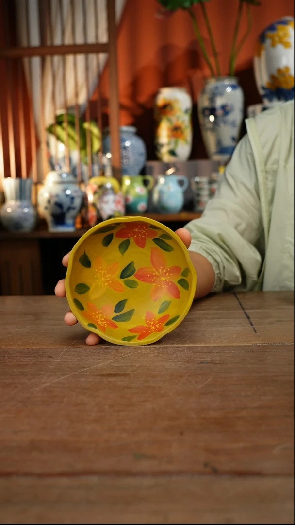 盘【简家甄选】景德镇设计师釉下手绘陶瓷餐具
