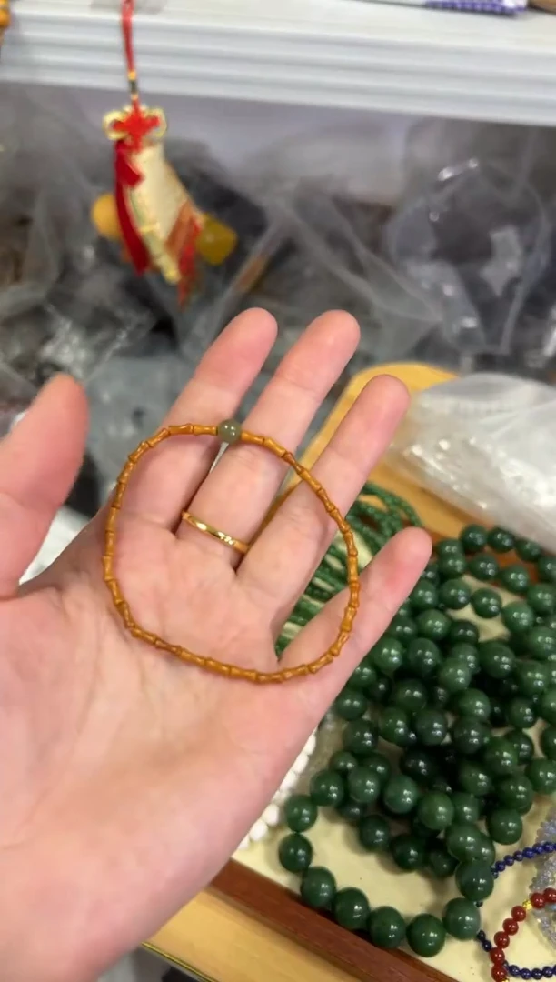 【闪购商品】橄榄核手串未镶嵌橄榄核竹节和田玉款单圈手链