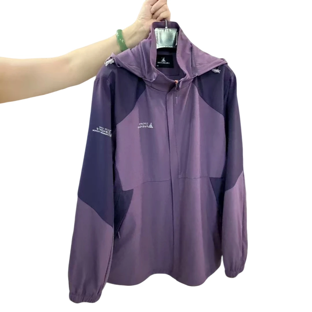 8019大码活帽拼色显瘦百搭宽松时尚百搭冲锋衣（活帽）