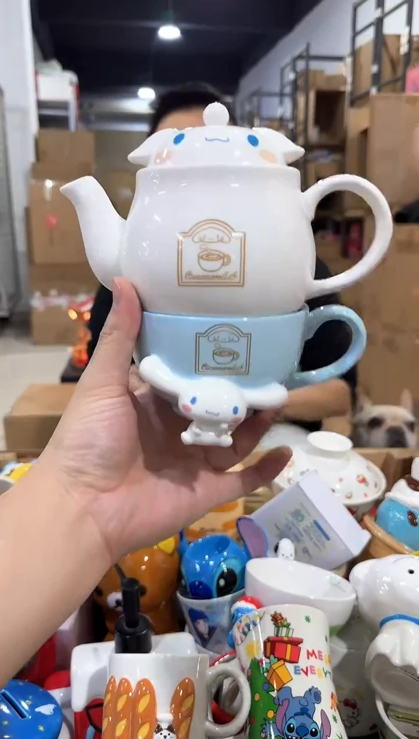 瓷片原盒玉桂狗一壶一杯