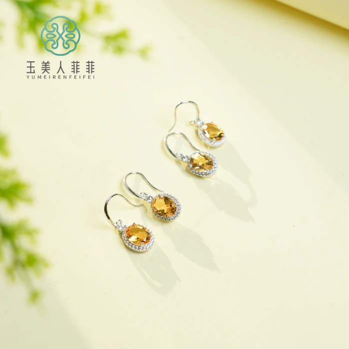 石惑珠宝*/水晶蛋面耳环约7*9mm