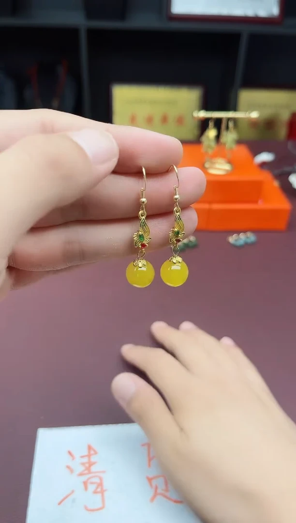 玛瑙/玉髓耳饰银S925镶嵌318000