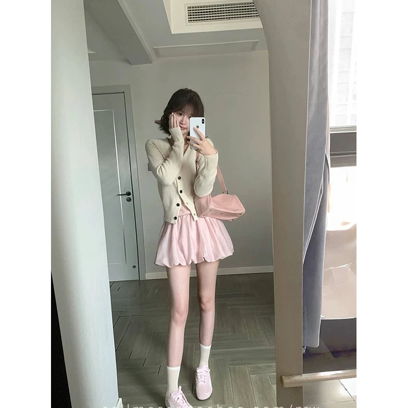 【泡芙花苞裙】2025新款松紧腰短裙子春夏季宽松显瘦a字半身裙3423