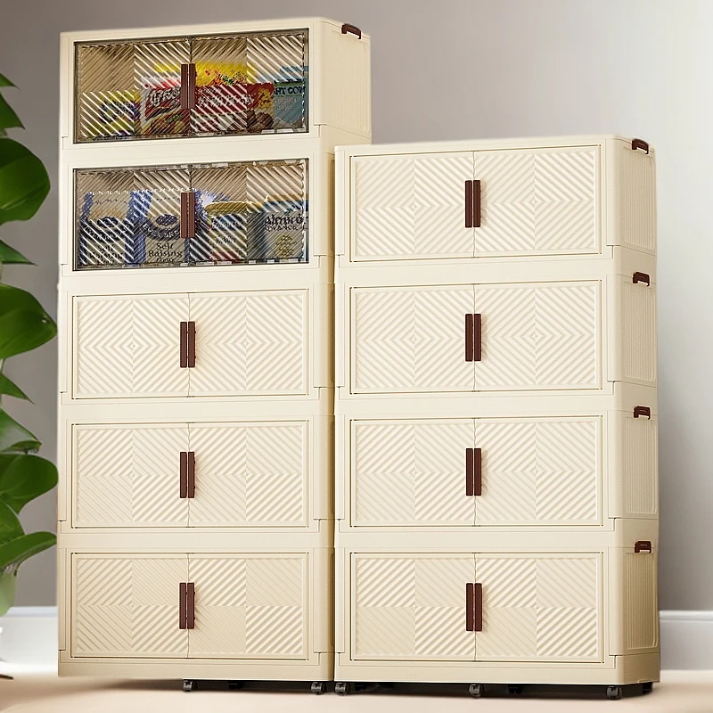 TM65面宽免安装简易储物柜双开门家用客厅储物柜简约玩具收纳盒