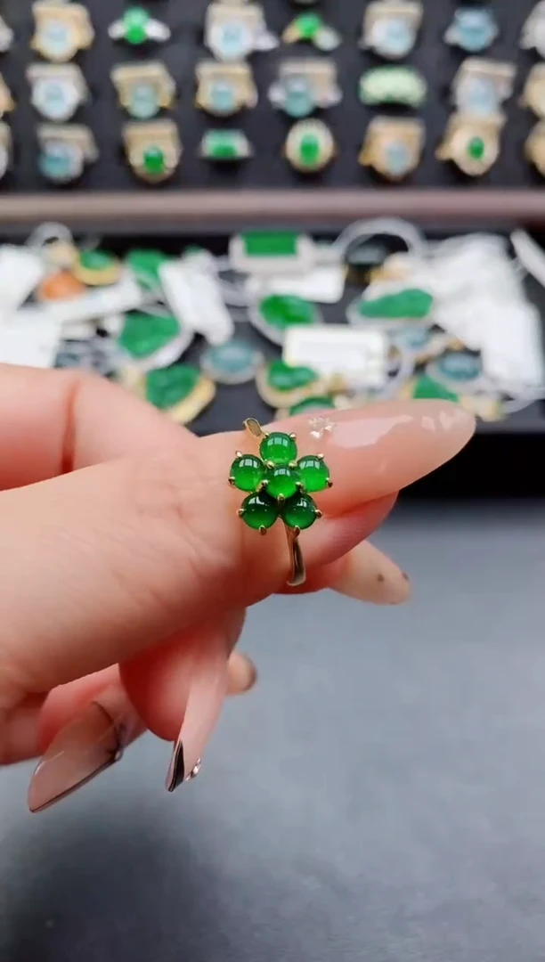 银S925镶嵌戒指翡翠1