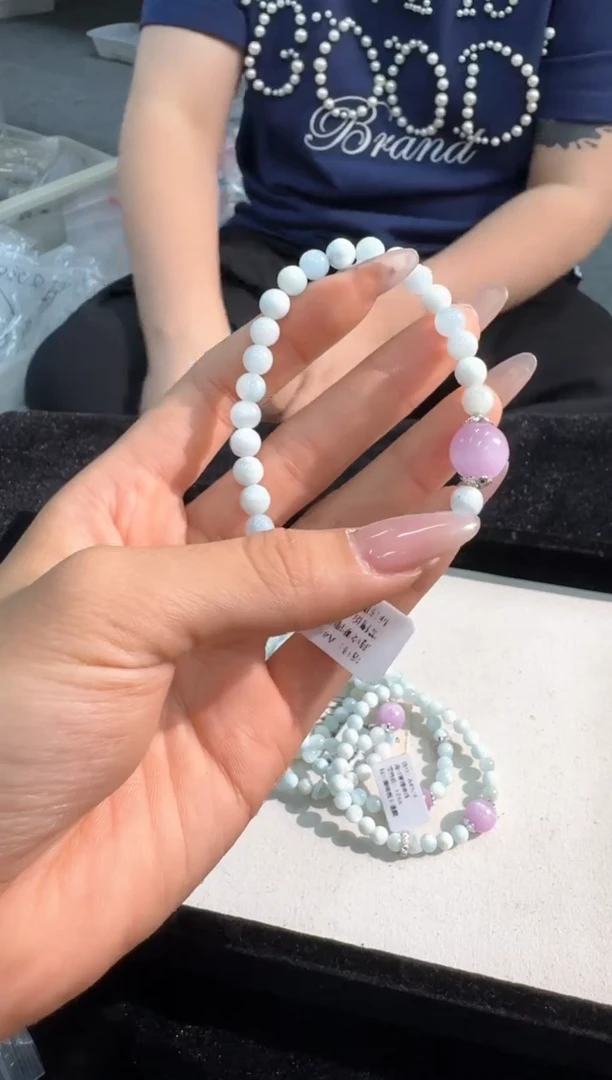 水晶手链未镶嵌Z057玉华海纹紫锂单珠款