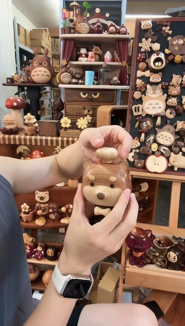 木柴犬门铃加厨师帽（带引磁片）