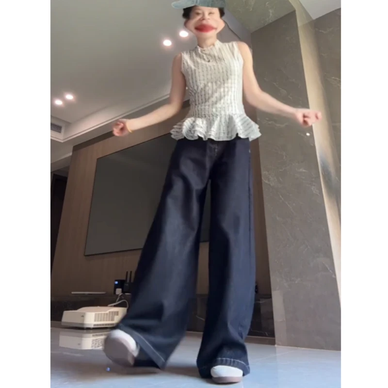 2025夏季新款花边设计感上衣+显瘦高腰百搭牛仔裤LK2504950