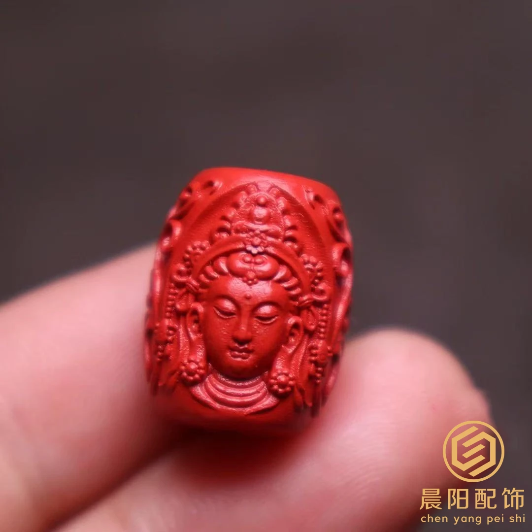 含辰砂工艺品朱砂观音桶珠腰珠佛珠星月菩提手串长串diy文玩配饰