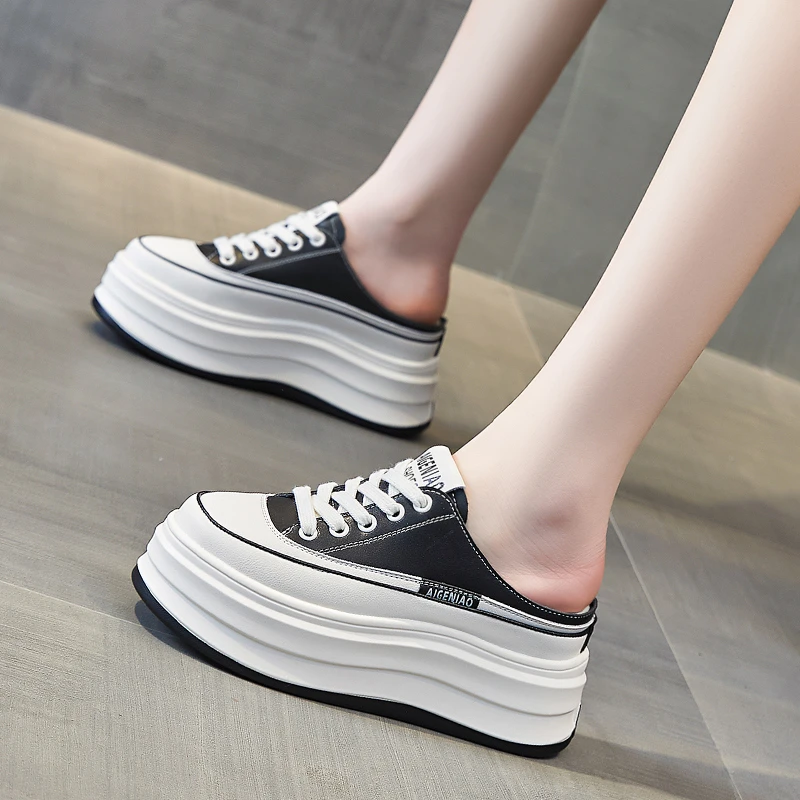 艾格鸟增高9cm包头凉拖鞋女外穿2025夏季新款半拖鞋厚底增高女鞋