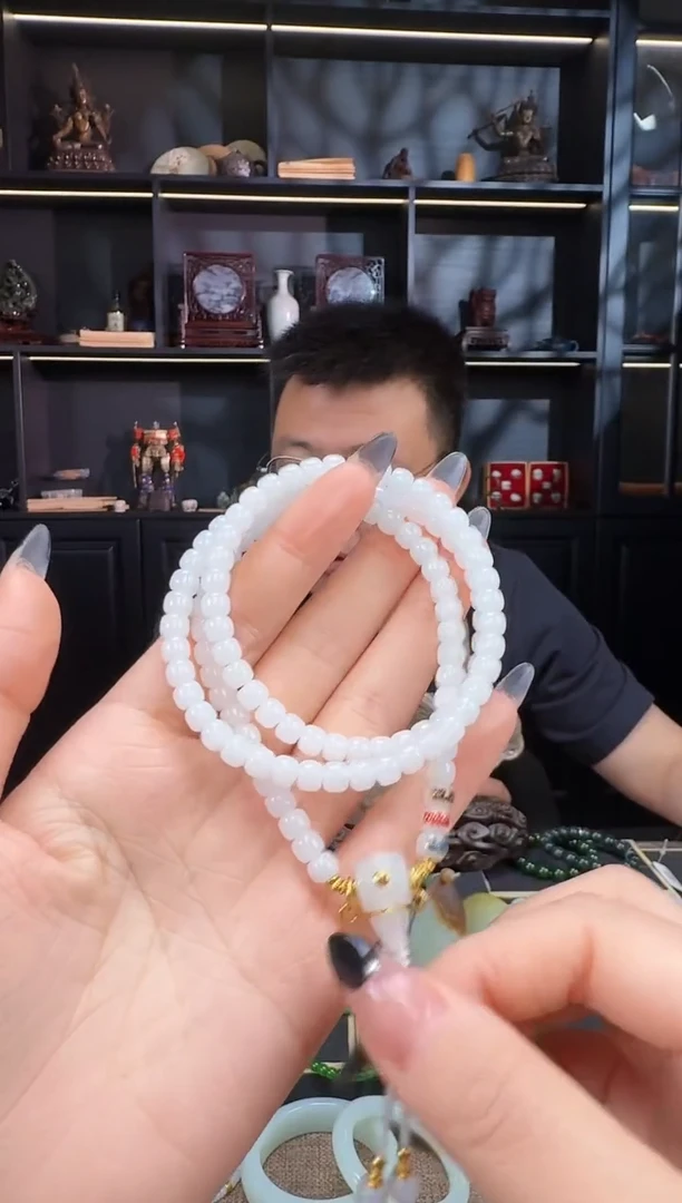 和田玉未镶嵌颈饰6mm金山老型108  藏物系列