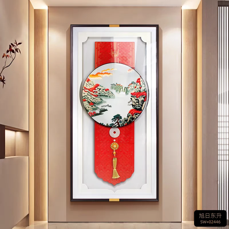 【苏绣坊】山水刺绣玄关装饰画客厅过道玄关挂画2025最新款高级感