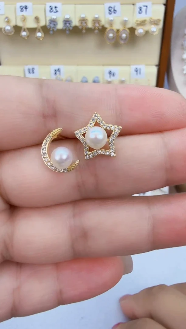 未镶嵌耳饰淡水珍珠金