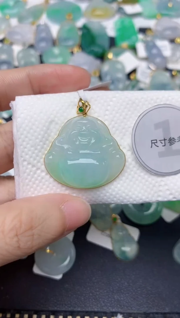 颈饰18K金镶嵌翡翠天然缅甸A货翡翠