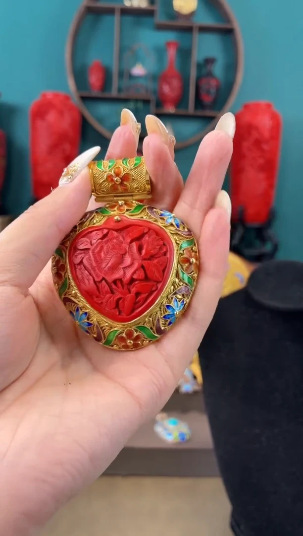 宝*非遗手工花丝镶嵌吊坠