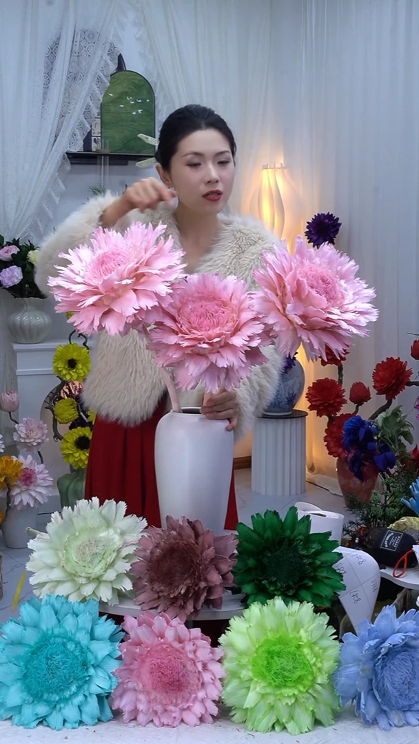 永生洋蓟樱花粉3头【有染色点】8238