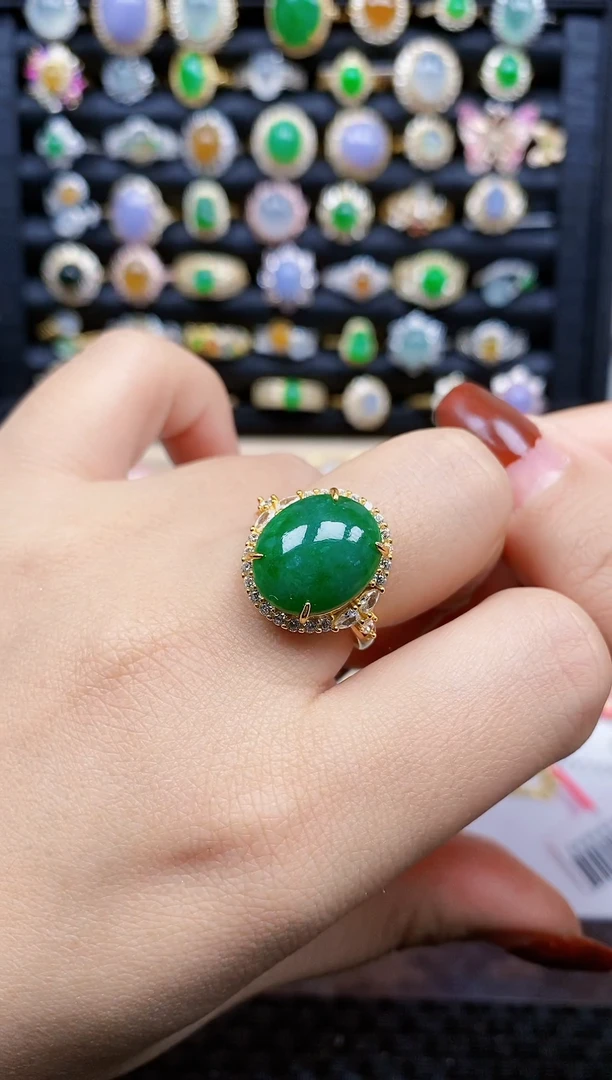 银S925镶嵌戒指翡翠276