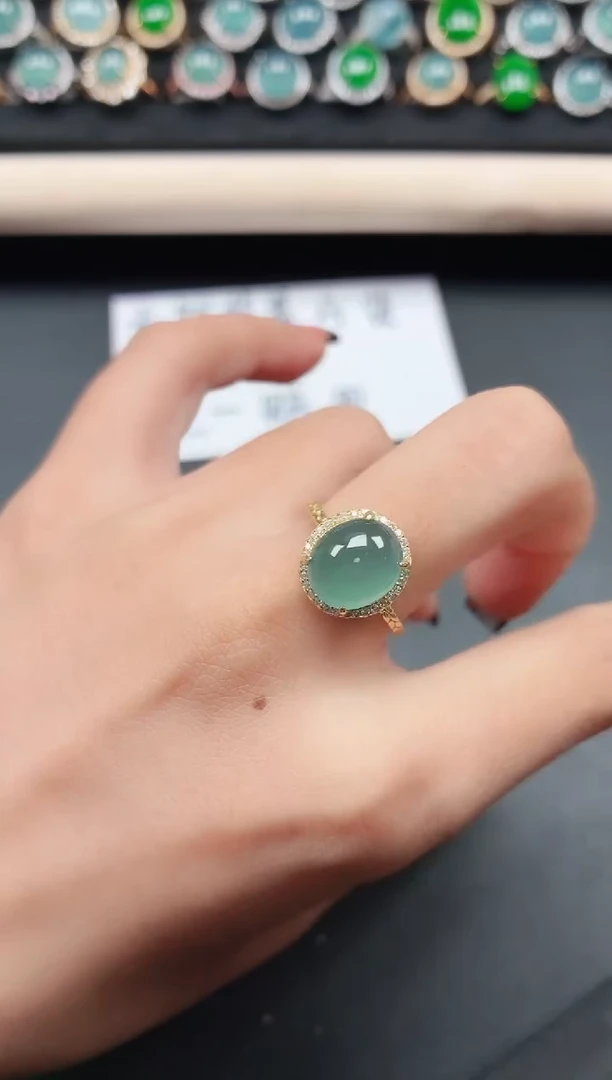 翡翠戒指银S925镶嵌1111