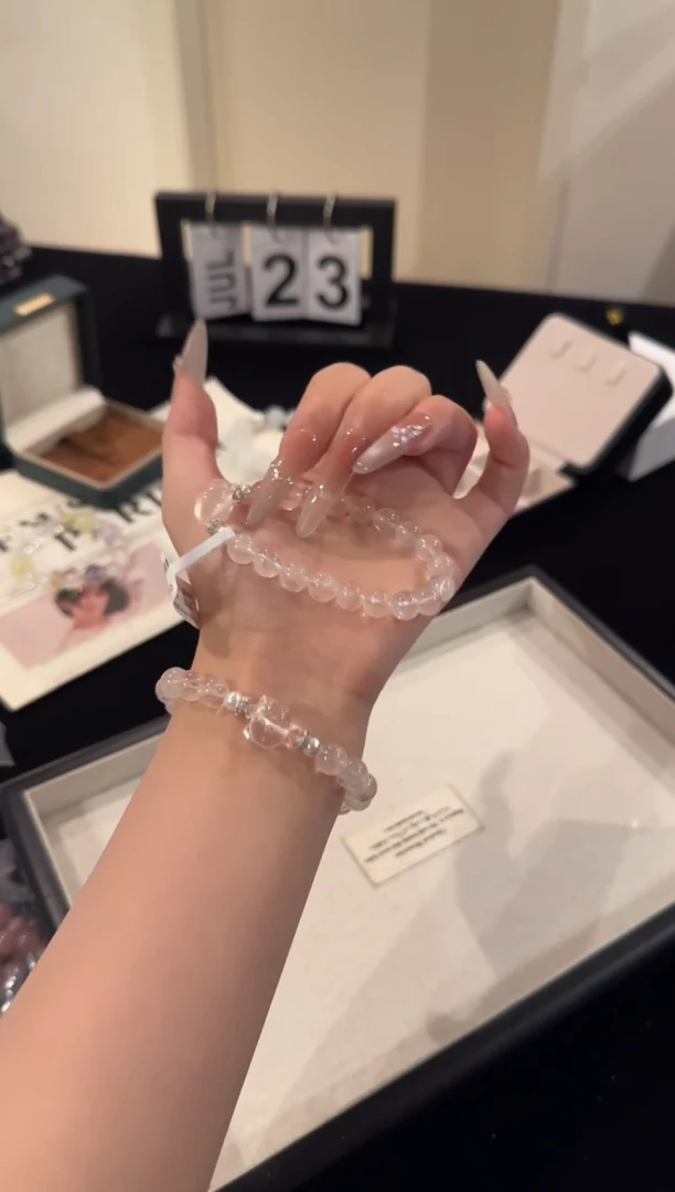 水晶手串合金粉水晶x1986