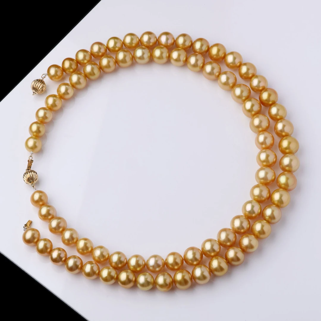 南洋金珍珠项链10-13mm14K金镶时尚灯笼扣高品质大串链多样性发一