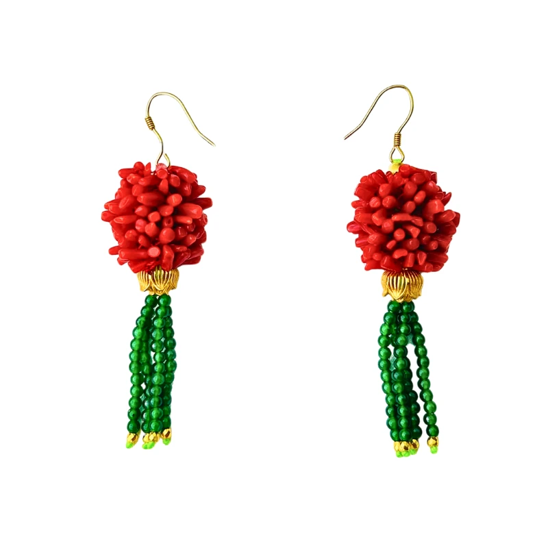 【小乔】珊瑚耳饰 珊瑚毛毛虫约15*16mm DIY0002 多样性发货