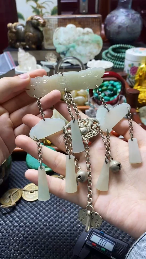 银S925镶嵌和田玉挂件腰佩