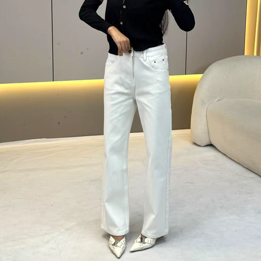 女士秋冬网红经典气质显瘦百搭牛仔直筒长裤